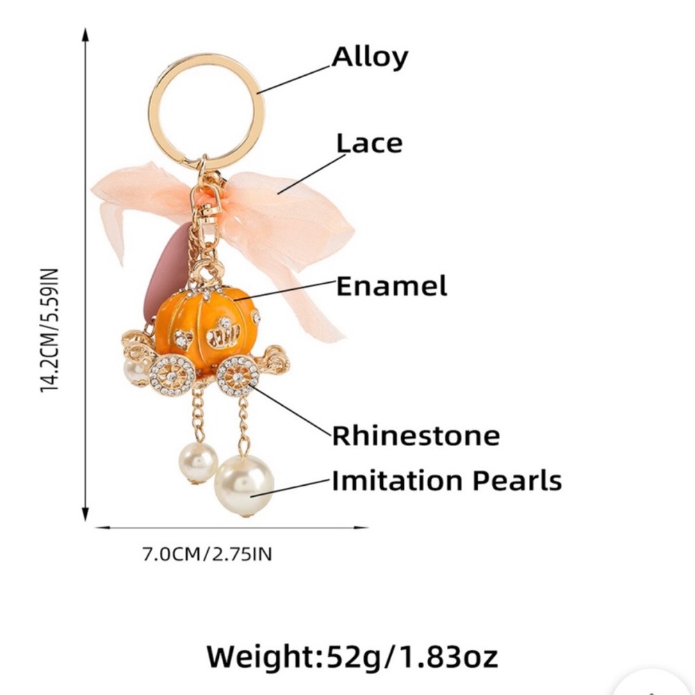 Pumpkin Rhinestone Keychain - Picture 8 of 9